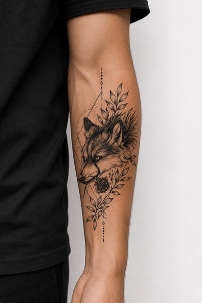 Deer & Botanical Leaves