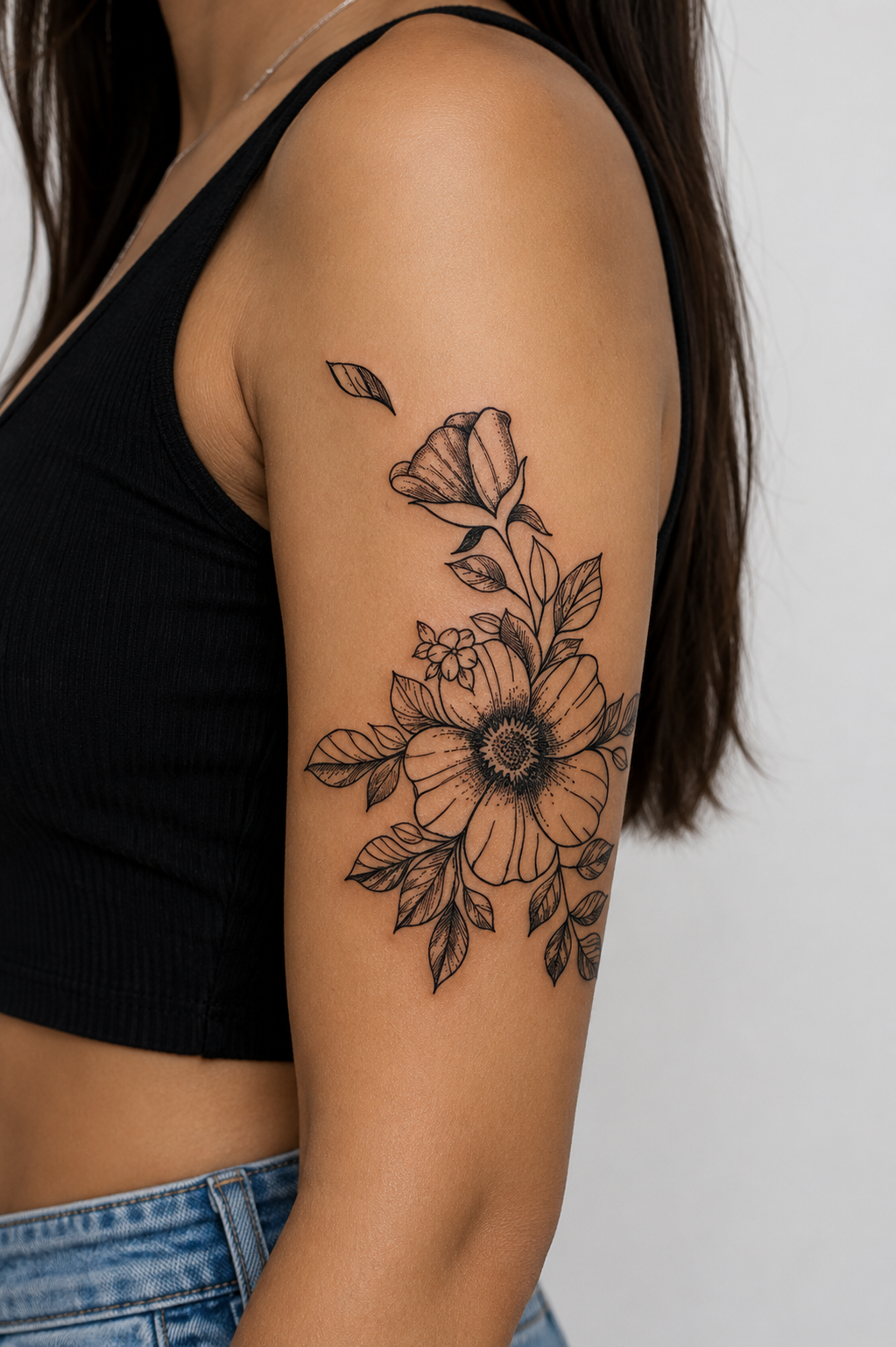 Sunflower & Botanical Leaves