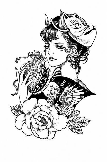 Woman & Floral Ornament